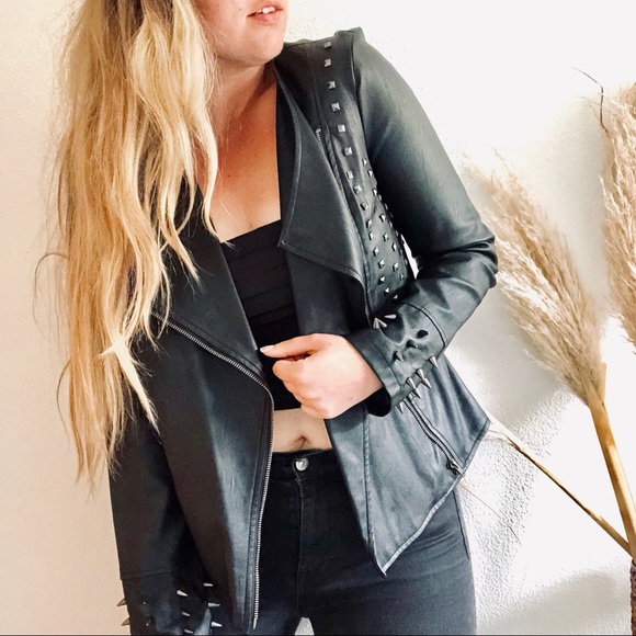 BOGONEW UO Sparkle & Fade Stud Moto Leather Jacket